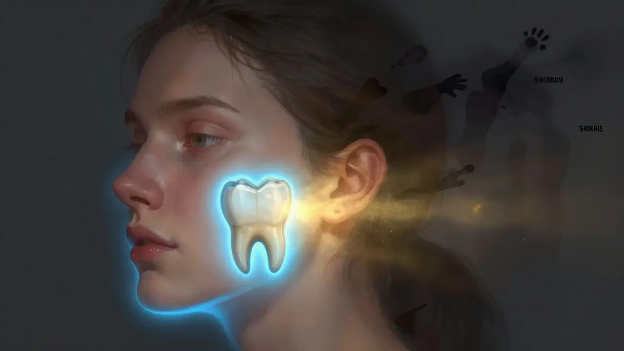 Konceptuální obraz tváře s modrým zářivým záštitným světlem při hojení.