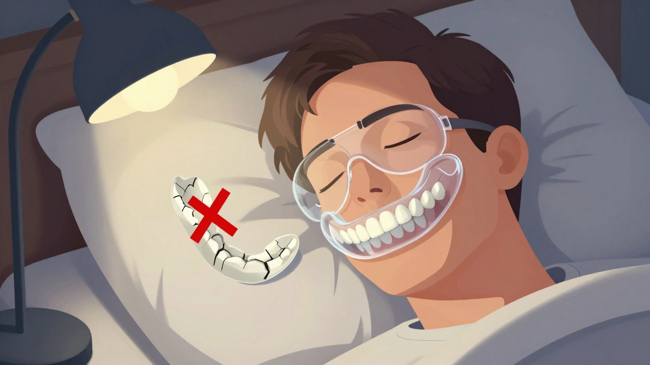 Noční štít chrání zuby před poškozením keramických fazet během bruxismu.