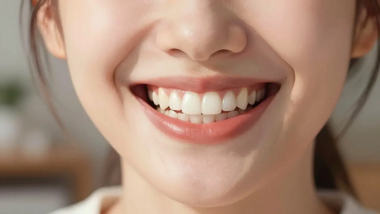 Person smiling confidently with naturally beautiful, enhanced front teeth.
