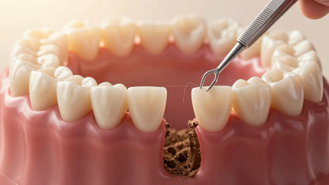 Metafora stavby: mezera mezi zuby jako výkop pro základ, který umožňuje vyváženou řadu.