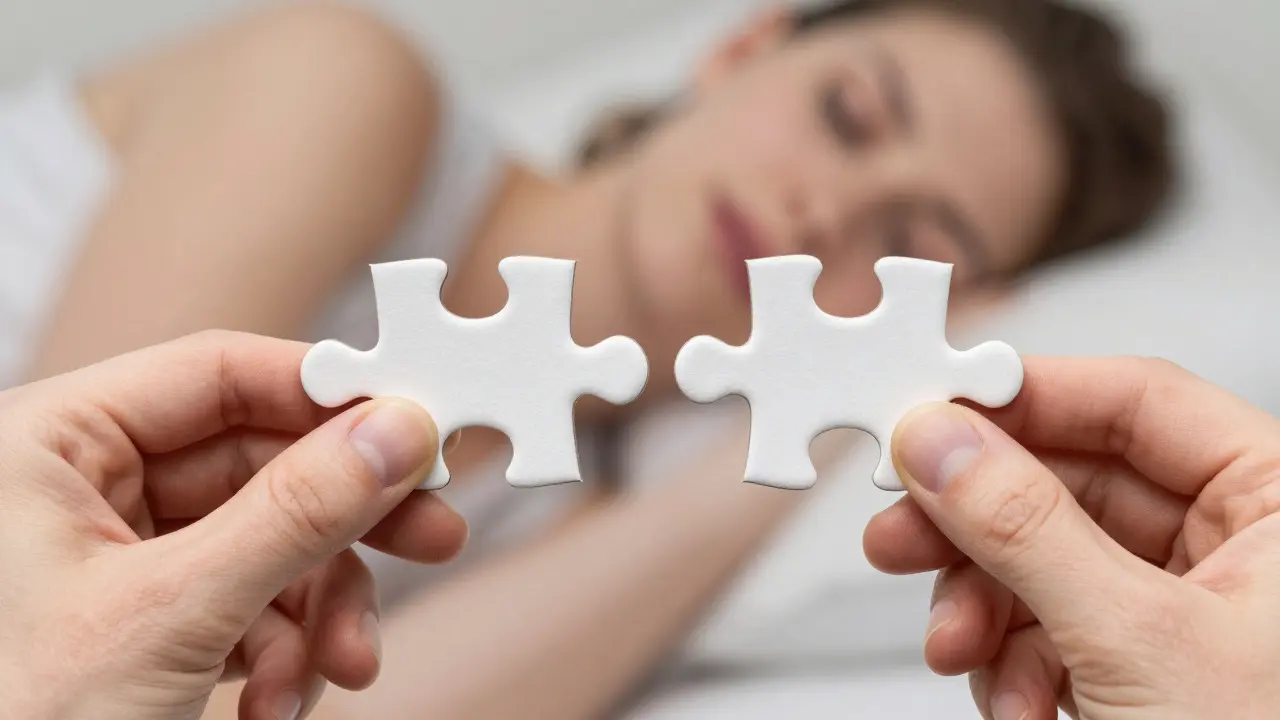 Puzzle pieces comparing misaligned versus perfectly aligned teeth, symbolizing improved bite function and rest.