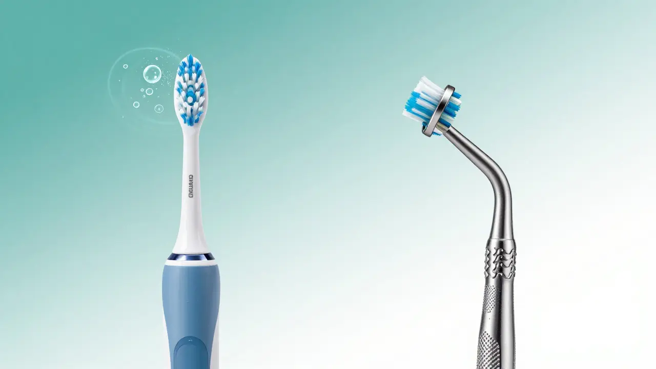 Srovnání ultrazvukového elektrického kartáčku a profesionálního přístroje