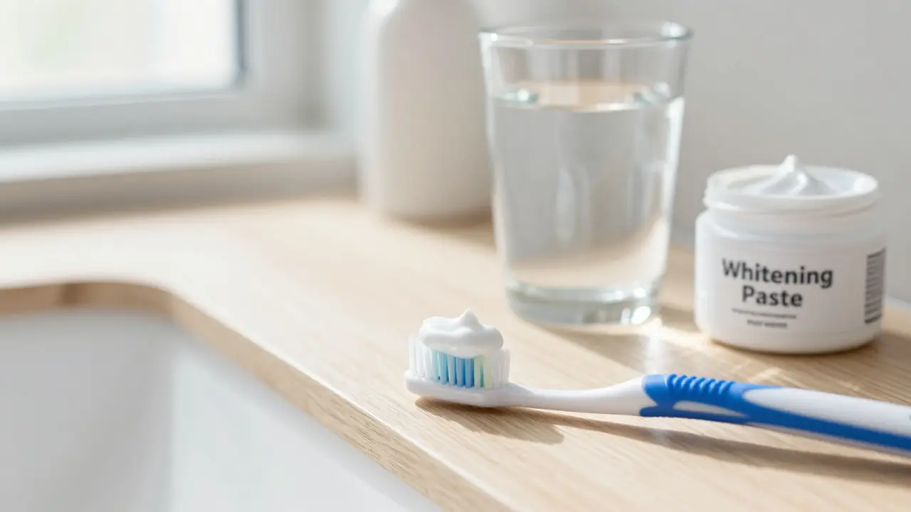 Ranní hygiena: zubní kartáček a bělicí pasta