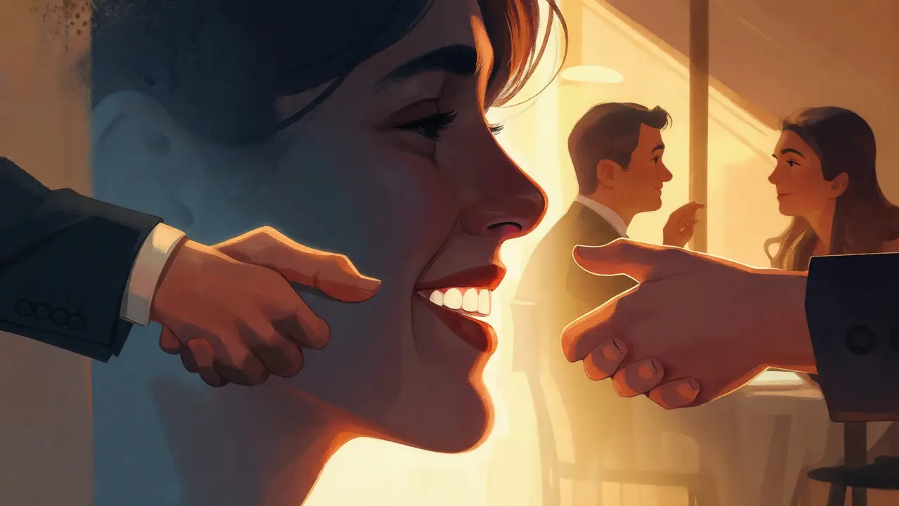 Konceptuální ilustrace sebevědomého úsměvu